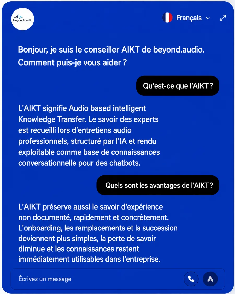 AIKT® Chatbot Beispiel-Konversation auf Français